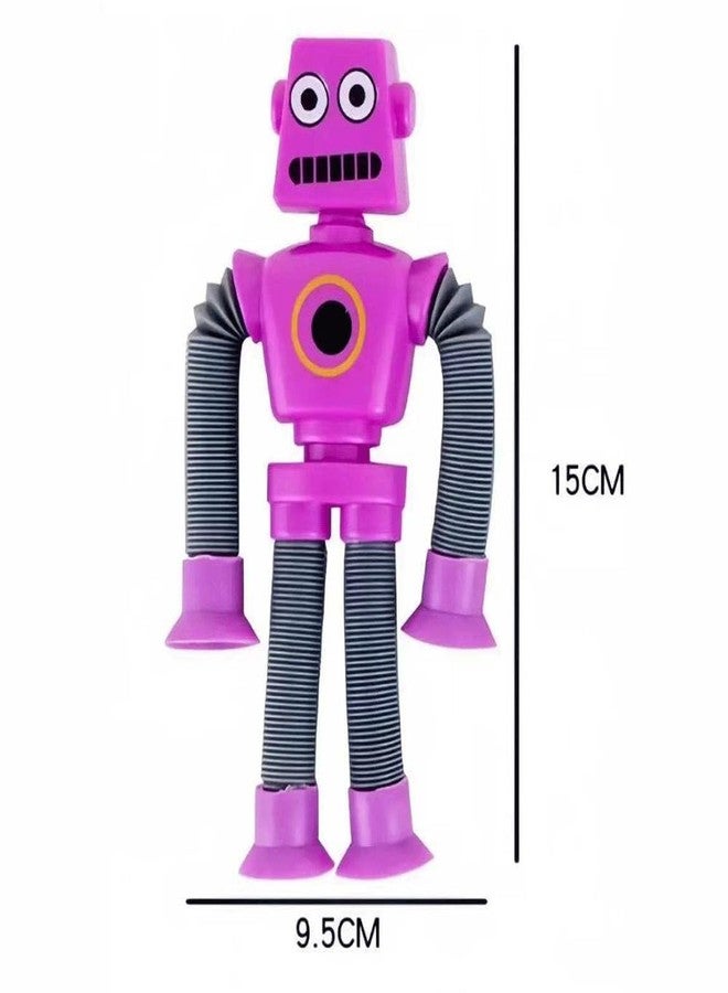 Zinnia Telescopic Suction Cup Giraffe Toy, Stretchy Pop Tubes Fidget Sensory Toys for Boys & Girls, Snow Ball, Boys, Shape Changing Robot & Giraffe Suction Pop Tube Toy for Kids (Robot Pack of 4) - Image 3